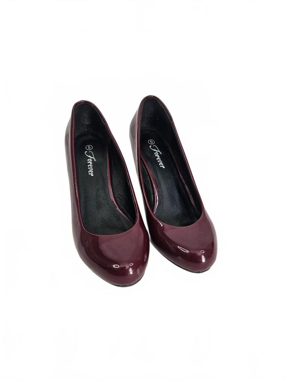 Forever Glossy Burgundy Polished Patent Leather Wedge Heels Size 5-Fall Staple!